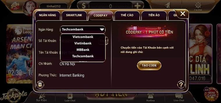 Rút tiền qua tài khoản ngân hàng